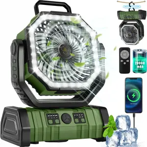 2026 Upgraded 30000mAh Portable Camping Fan: 270° Auto-Oscillating Rechargeable Battery Fan with LED Lantern & Remote, 4-Speed 360° Hook Tent Fan for 2026 World Cup, Hurricane Season, Emergency Outage & Soccer Mom Essentials