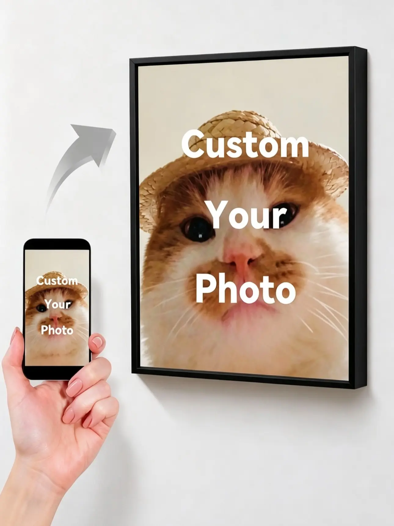 Personalized Custom Photo Wood Canvas Painting Frame | HD Custom Digital Printed Wall Art | Ready to Hang Custom Picture Decor for Bedroom Living Room Entryway | Unique DIY Customized Gift for Family & Memorial Souvenir
