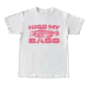 TLXT Kiss My Bass Vintage Style Fishing T-Shirt, Fisher Graphic Shirt Pink Design Limited Edition Menswear Birthday Christmas Day Menswear Birthday UnisexFashion 	 Unisex T-shirts M-5XL