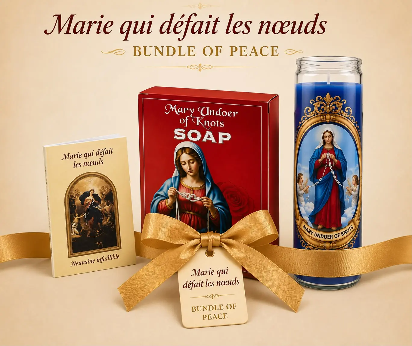 MARY UNTIER OF KNOTS BUNDLE OF PEACE  RELIGIOUS DEVOTIONAL DECOR