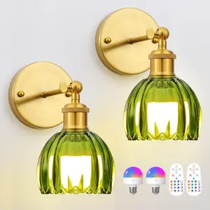 2-Pack Pumpkin Shaped Cute Wall Light with Remote Control, E26 Base, 300 Lumens, 3 Color Temperatures (3000K/4500K/6000K) - Ideal for Living Room, Bedroom, Office, Dining Room, and Hallway