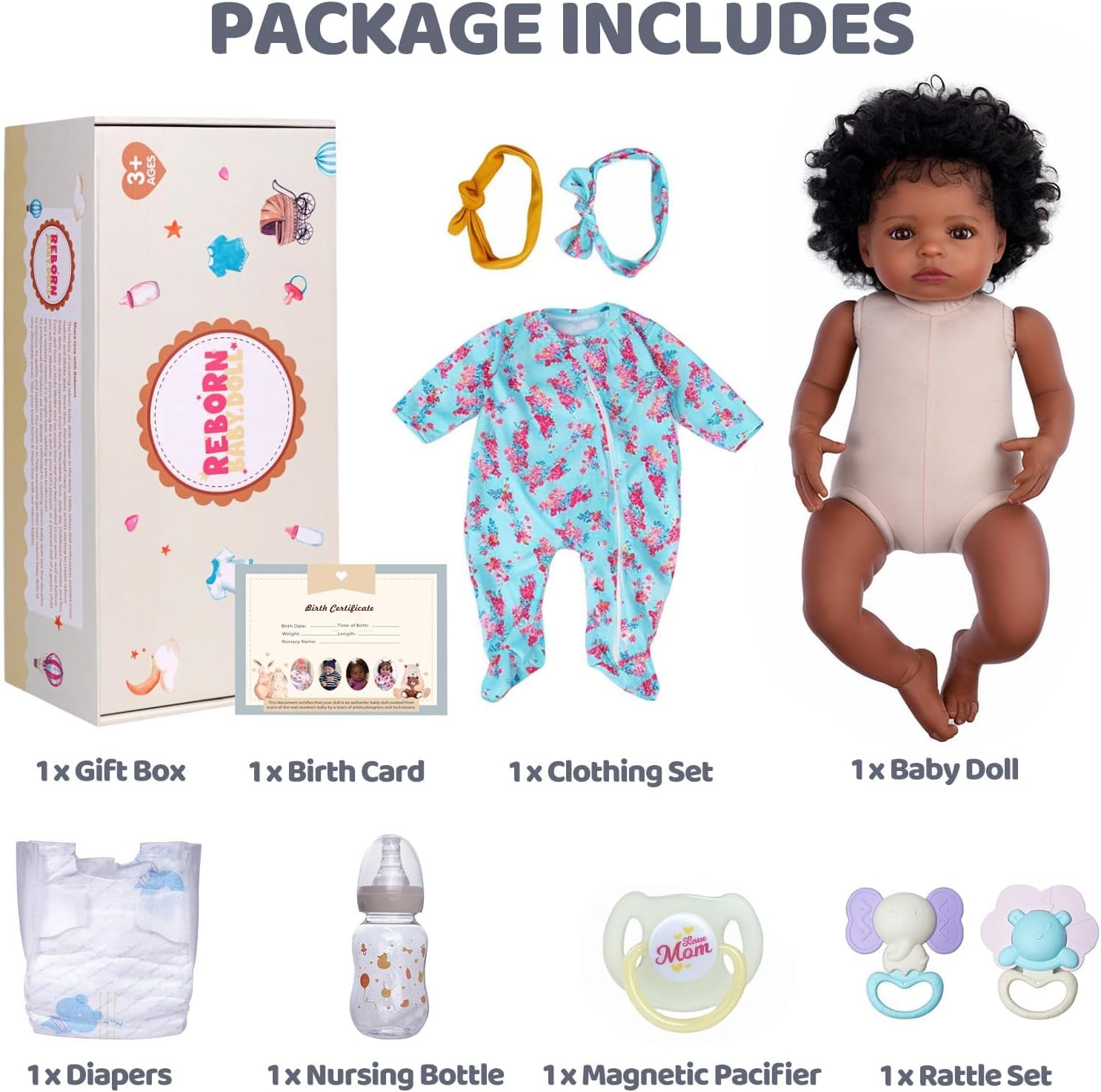 Babeside Newborn Real Life Reborn Baby Doll Dark Skin Black African American Toddler Doll Laney with Cloth Body for Kids Age 3 Rebornbabydoll