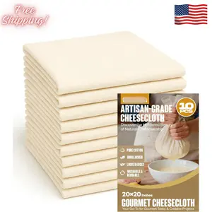 10 Pack Premium Cheesecloth, Grade 100 Cotton, 20 x 20 Inches