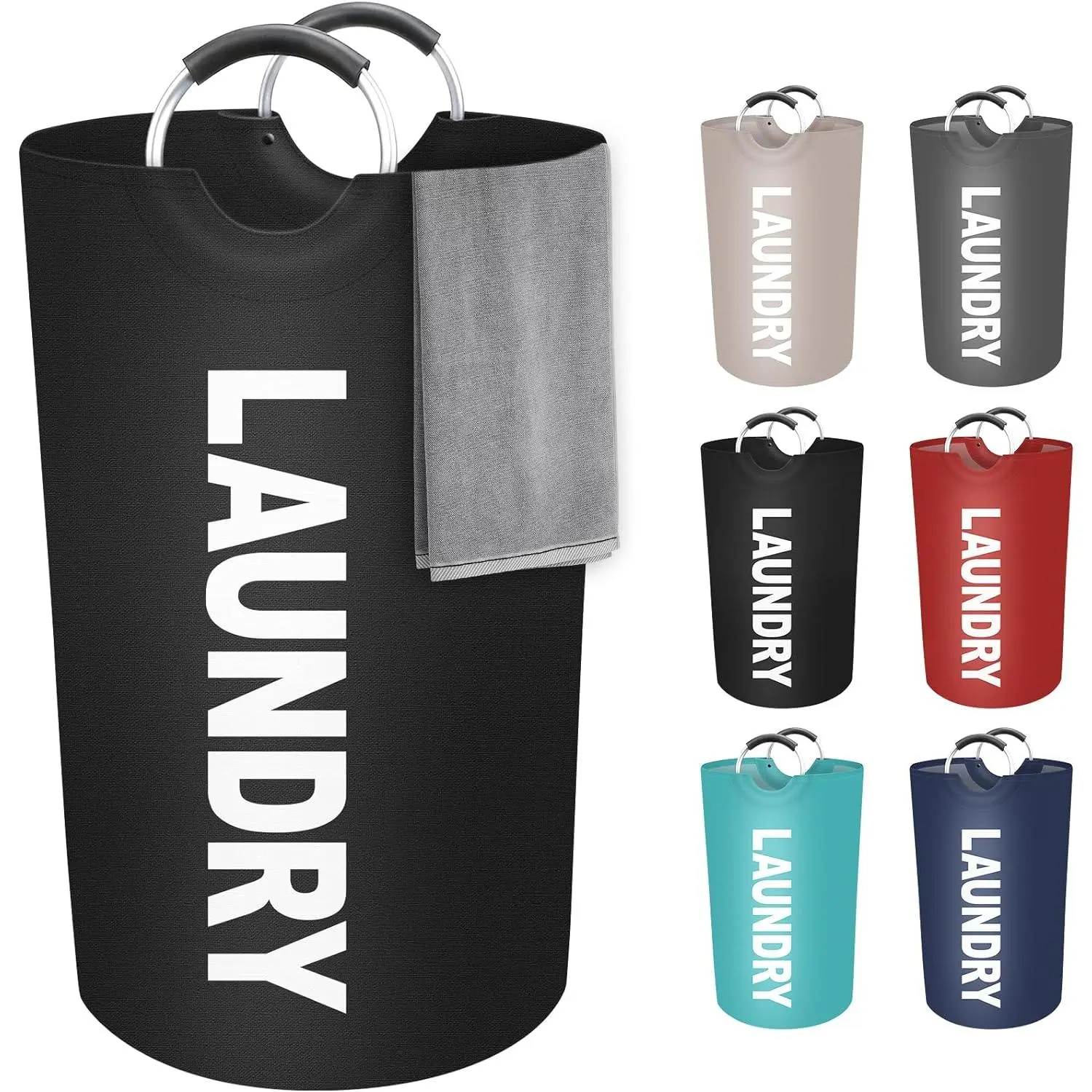 115L Large Laundry Basket, Laundry Hamper, Dirty Clothes Hamper for Laundry, Collapsible, Waterproof Laundry Baskets with Foam Protected Aluminum Handles for Laundry, Dorm, Family (Black) #SummerVibes