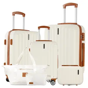 UUH Sturdy ABS Luggage Set - 4PCS/6PCS, 4 Wheels, TSA Locks, Lightweight Durable, Luggage Bags for Travel, Stylish Suitcases for Family Travel & Moving
