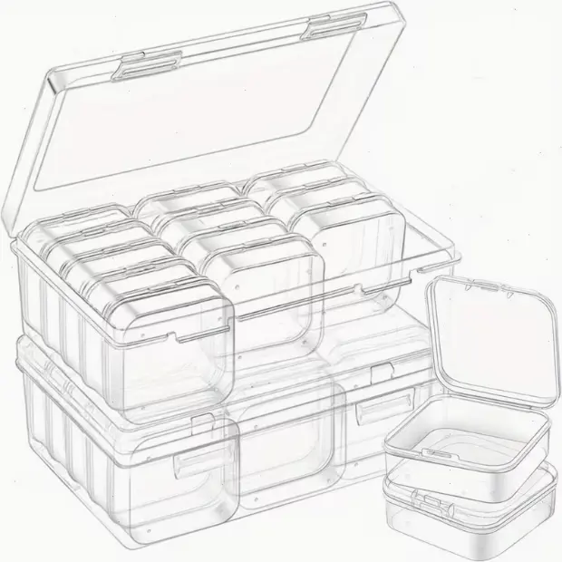 32pcs Transparent Rectangular Plastic Bead Organizer Container Set with Lid - Portable Multifunctional Storage for Hair Accessories, Jewelry, DIY Supplies