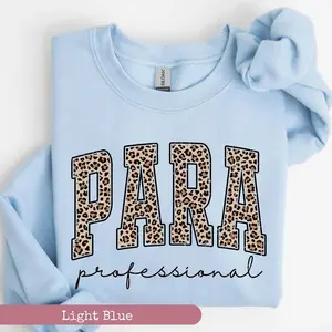 Leopard Para Paraprofessional Short Sleeve Crewneck & T-shirt, Paraprofessional SHORT SLEEVE, Para Squad tee, Teacher Aide Cotton Fabric Fit, para teacher shirts, teacher shirts