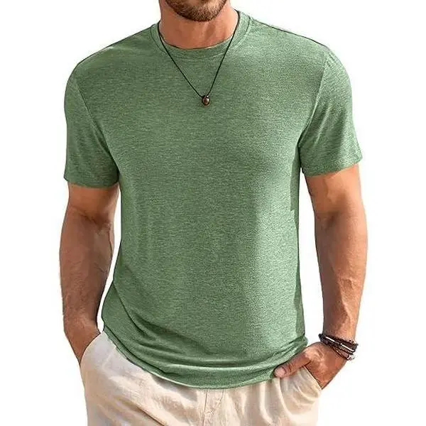 Runcati Men's T-Shirt Crew Neck Short Sleeve Summer Tops Regular Fit Sport Fitness Functional Shirt Plain Basic Undershirt Business Shirts