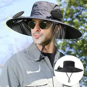 Solar Hat Fan, Solar Hat Fan for Men, Hat with Solar Fans Built in, Support USB charging,Waterproof Outdoor Fishing Hat for Men Women Camouflage