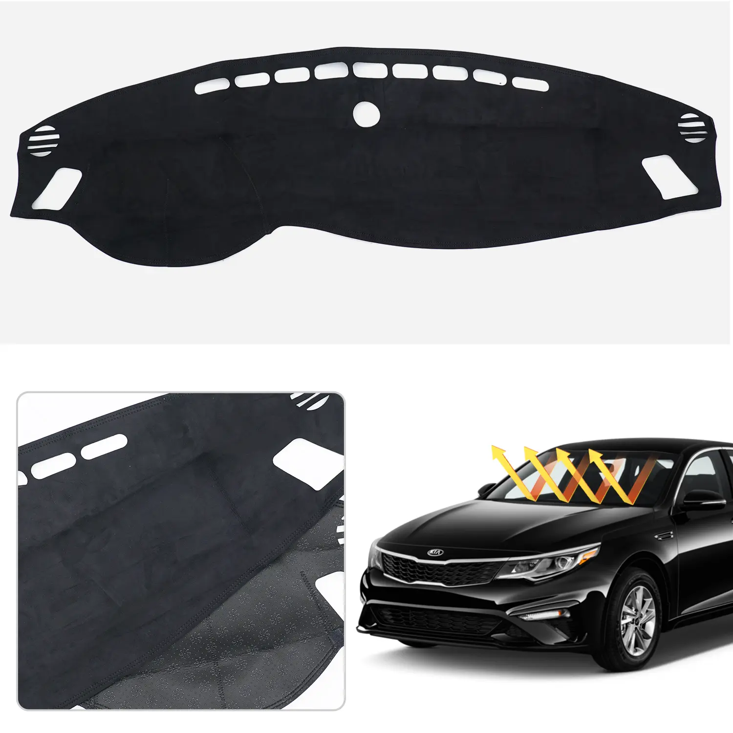 Canvcle Suede Fabric Vehicle Specific Fit Dashboard Cover for 2016-2020 Kia Optima, Car Accessories with Anti Slip Pad, UV Protection, Glare Reduction, Easy Installation, Odorless Sunshield, Fresh Vehicle Scent, Anti Slip Pad For Car Dashboard, Slip Resis