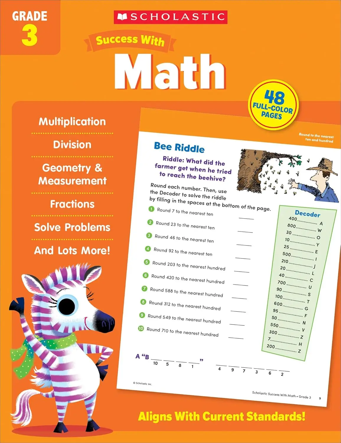 Scholastic Inc. Math Learning Workbook - Grade 3 Math Books, Self-Guided Textbooks with Motivating Exercises for School, At-Home Use