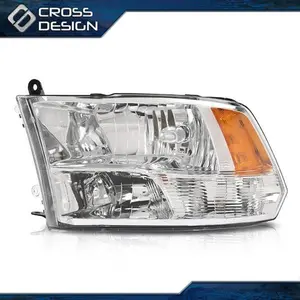 CROSSDESIGN Fits 09-18 Dodge Ram 1500 2500 3500 Chrome Left Headlight Assembly w/ bulbs