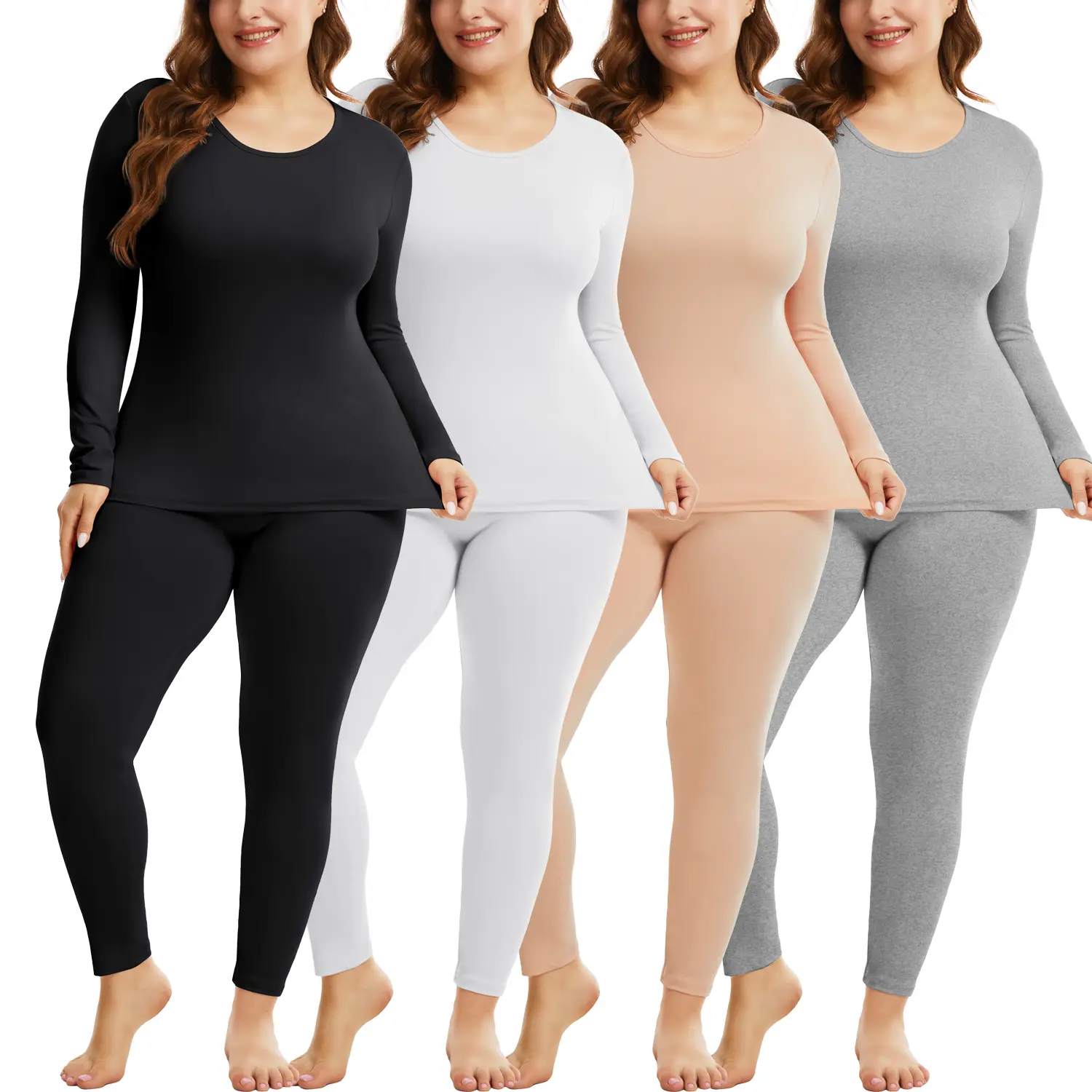 Plus Size Thermal Underwear for Women Winter Warm Long Johns Base Layer Top and Bottom Sets XL-5XL Pajama Sets Cold Weather