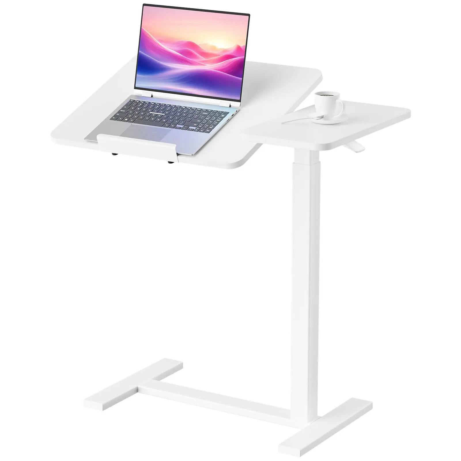 【Deal】Sweetcrispy Overbed Bedside Table with Wheels, Adjustable Hospital & Home Use Bed Table, Rolling Laptop Table, Mobile Standing Desk