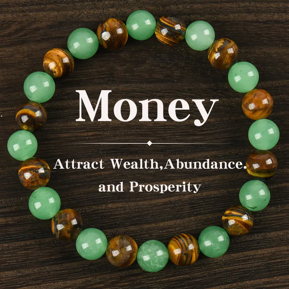 1pc Arpurraina Money Attraction Bracelet with Green Aventurine & Tiger Eye beaded  jewelry protection bracelet encouragement gift fashion artificial bracelet  of  the  day Colorblock Beaded Crystal Bracelet ,Manifestation, Wealth Amulet, Good Fortune,