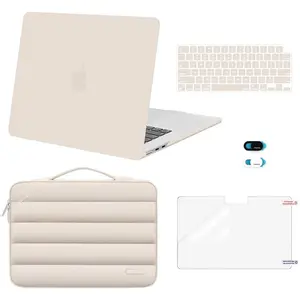 MOSISO Compatible with MacBook Air 15 inch Case M5 2026 M4 2025 M3 2024 M2 2023 A3448 A3241 A3114 A2941, Plastic Hard Shell Case&Puffy Sleeve Bag&Keyboard Skin&Webcam Cover&Screen Film