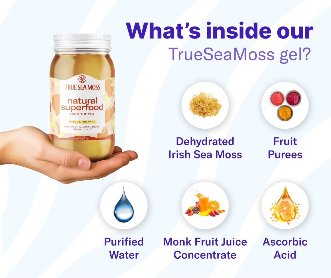 True Sea Moss Gel 2-Jar Bundle: Blue Spirulina-Raspberry & Strawberry – Rich in Essential Minerals & Vitamins – supports overall vitality