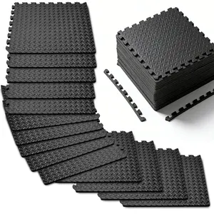 Black 0.4" 20''x20'' Thick EVA Foam Gym Mat Interlocking Puzzle Excerise Flooring for Home Workout – Shock Absorbing, Waterproof & Easy to Clean (24pcs)