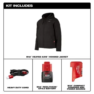 Milwaukee 205-21 M12 Heated AXIS Hooded Jacket Kit with 3.0 Battery & Charger