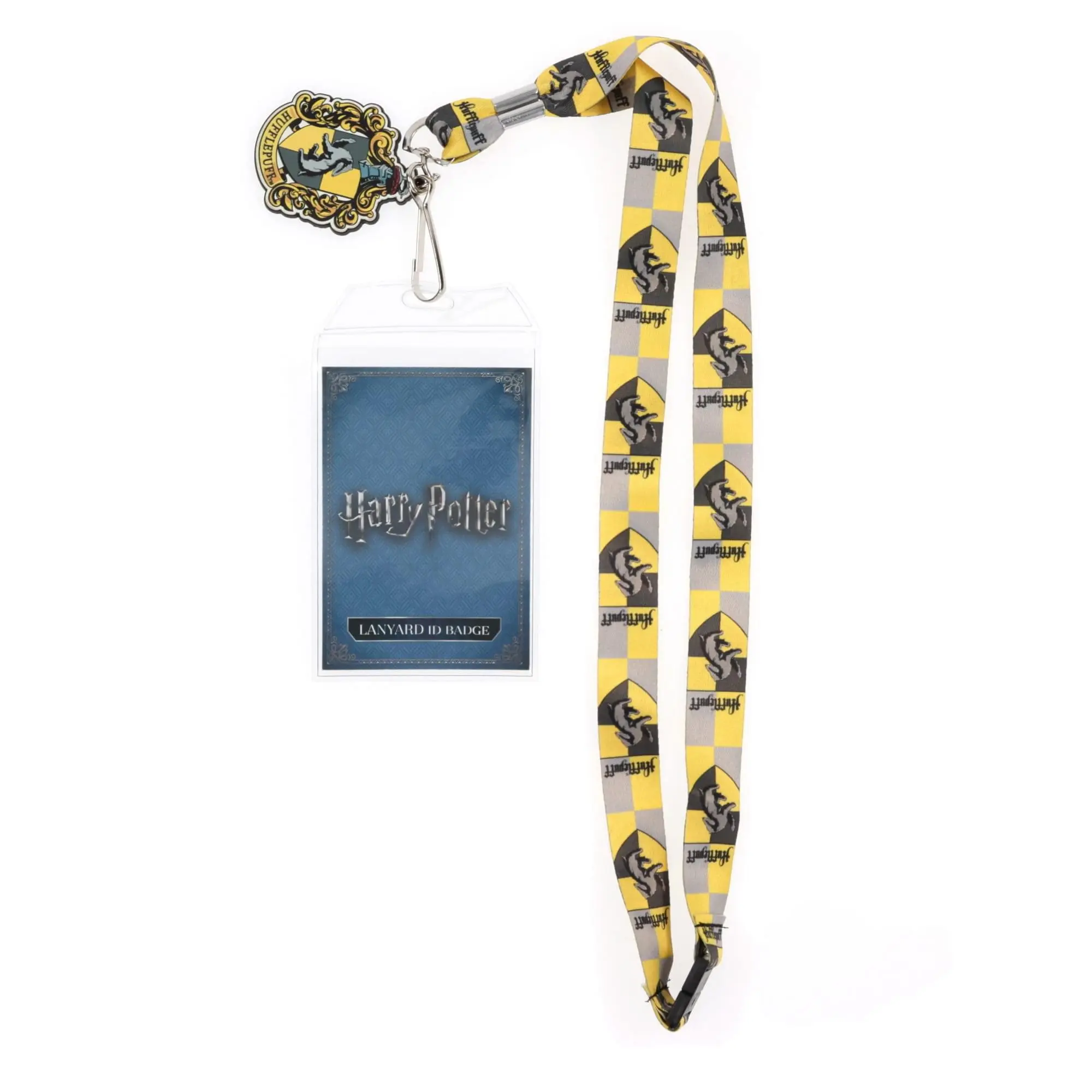 Harry Potter Hufflepuff Lanyard for Conventions & School, 22-Inch ID Badge Holder with Detachable Clip & House Logo Charm, Id Holders Badge, Holder Clip Glasses Chain & Lanyards