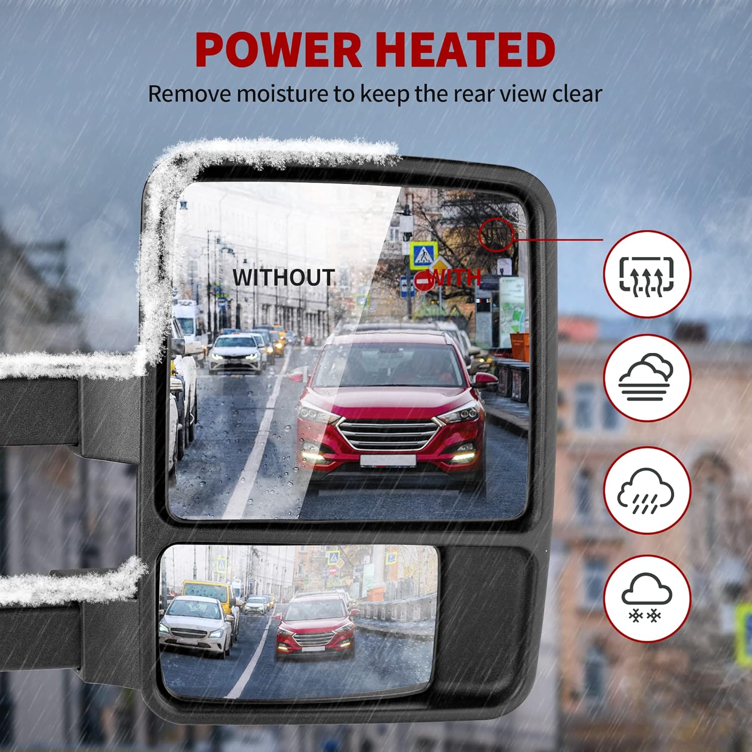 YITAMOTOR Towing Mirrors Compatible with 1999-2007 Ford F250 F350 F450 F550 Super Duty, 2001-2005 Excursion Extendable Power Heated with Smoke Signal Light Side Mirrors Pair