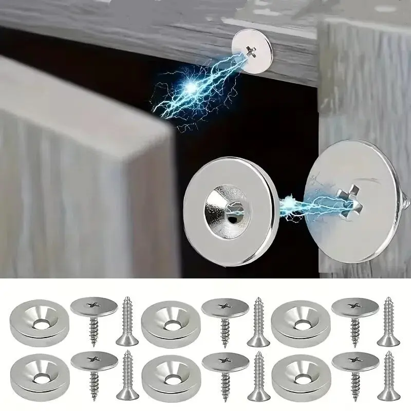 GJANSH 6pcs Cabinet Door Magnetic Closure Metal Magnetic Catch for Hidden Closing - Suitable for Various Materials, Kitchen Glass Doors, and Furniture Cabinets