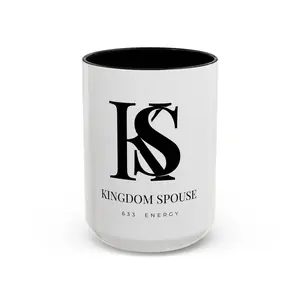 Kingdom Spouse Coffee Mug, Personalized Gift for Her, Black Accent Mug, Inspirational Drinkware, Unique Coffee Cup