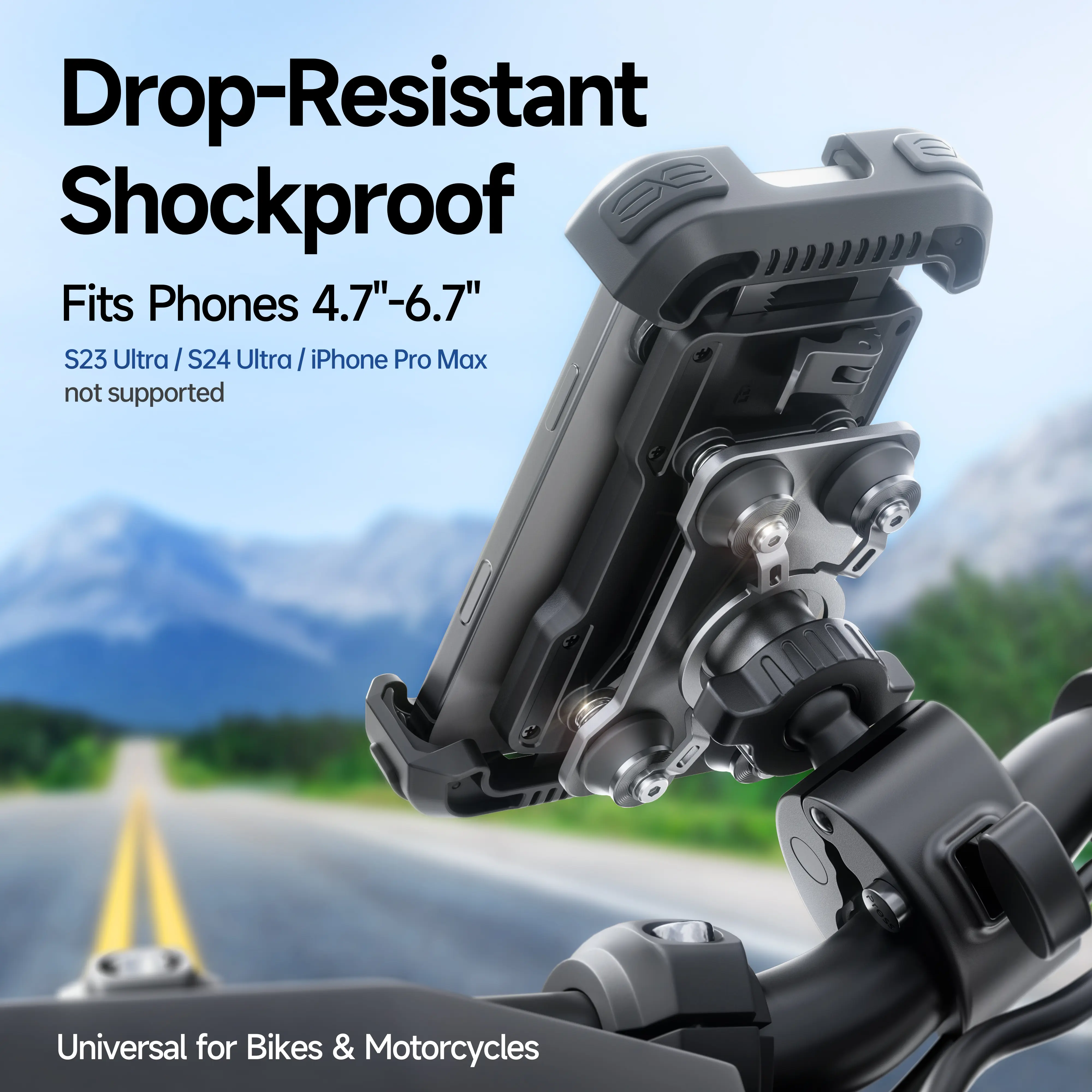 Lamicall Metal Motorcycle Smartphone & Camera Mount Accessory - Dual Anti-Vibration Shock Absorber, Full Coverage Protection, 360° Secure Holder, Easy Installation, Handheld Stand for iPhone 17 Pro/16/15/14/13, 4.7-6.7in Devices, Accessories, Mobile, Rubb