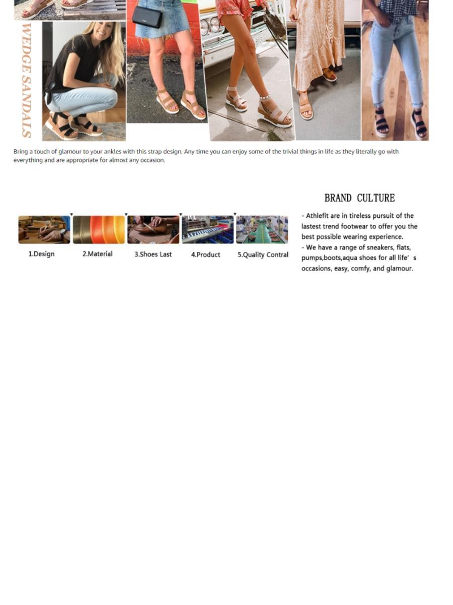 Athlefit Women's Wedge Sandals Platform Sandals Cork Elastic Strap Sandals Footwear Walking Shoes Girl Summer