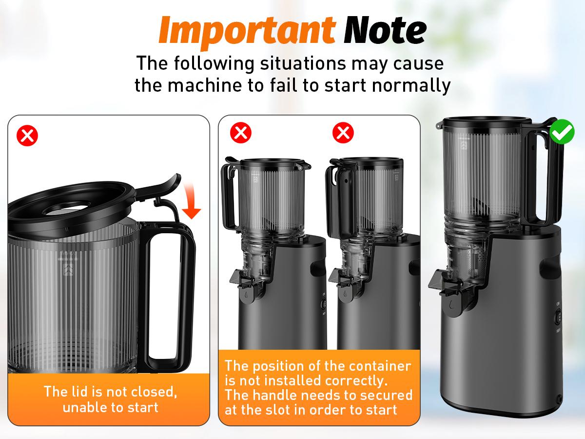 LQZ Cold Press Juicer – 5.4" Extra Wide Feed Chute, 99% Juice Yield, Easy to Clean Slow Masticating Juicer