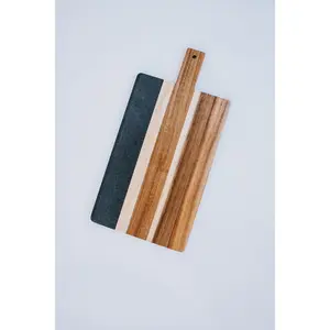 Acacia Wood & Black Marble Cheeseboard