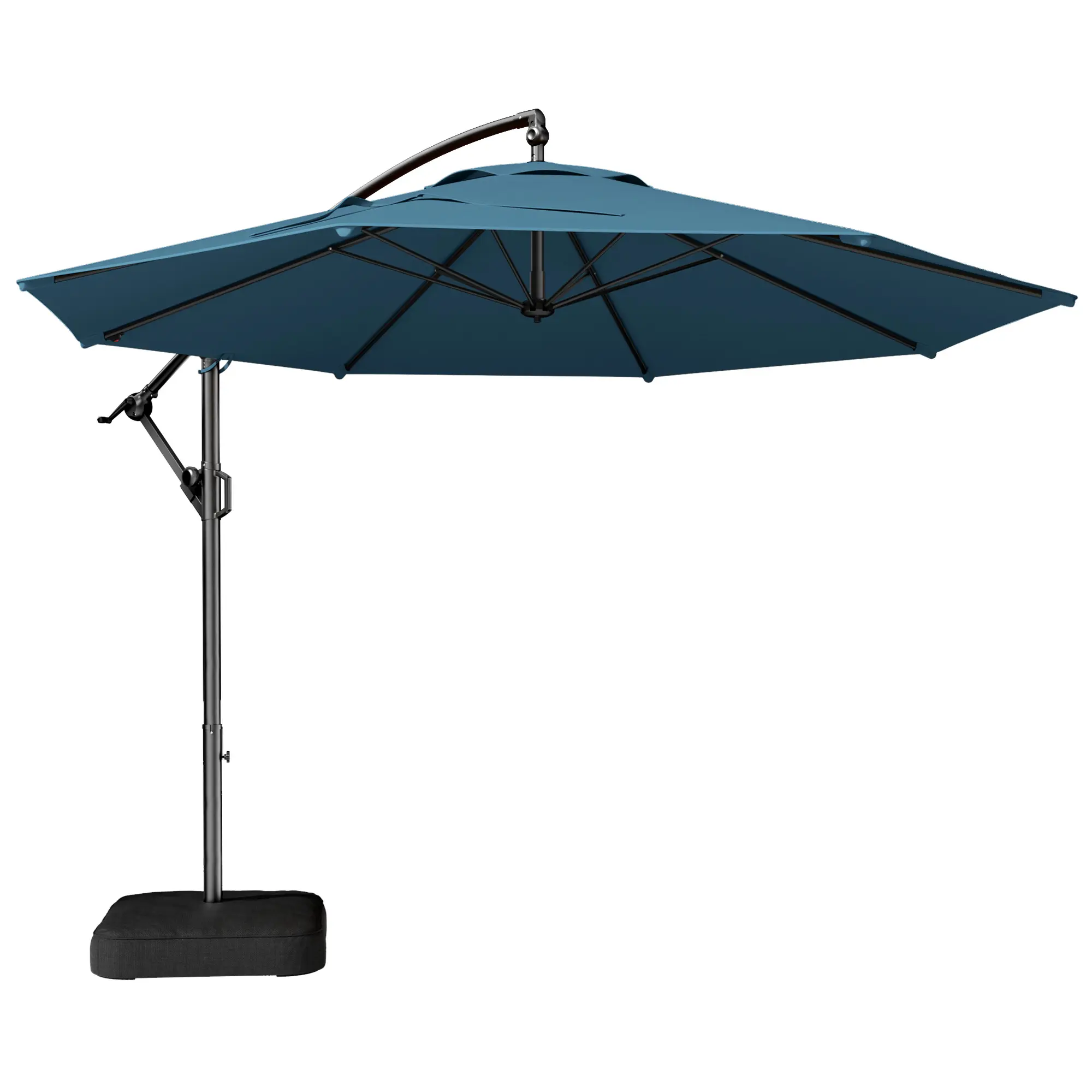 [With Base] 10ft Rotation Offset Cantilever Patio Umbrella UPF50+ UV Protection 3-Year Fade Resistance Sturdy 8-Rib Design Pool/Deck/Garden Outdoor Shade With Base, Sunshade Canopy, Summer Vibes summerwins, Offset Patio Parasol, Umbrellas For Patio