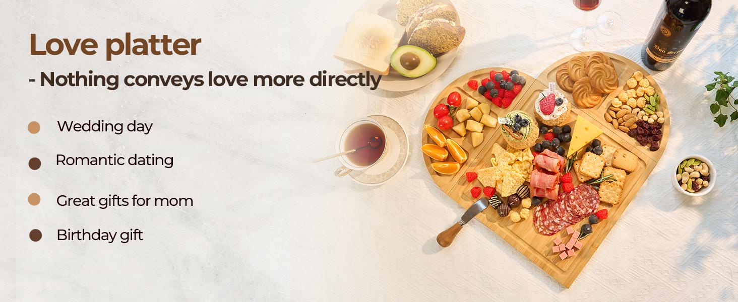 【NewYear2026】Party-Ready Charcuterie Board|Features Magnetic Modular Design Easily Creates Heart, Circle & Square Layouts|Perfect for Gatherings, Picnics,Valentine’s Day Gift