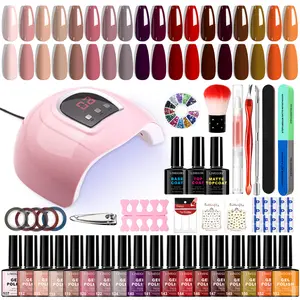 LIMEGIRL Nail Gel Set 20 Colours with 48W Nail Salon Complete Nail Tool Set Suitable for Beginners Home DIY Nail Salon Set UV Gel Nail Polish and Extension Kit