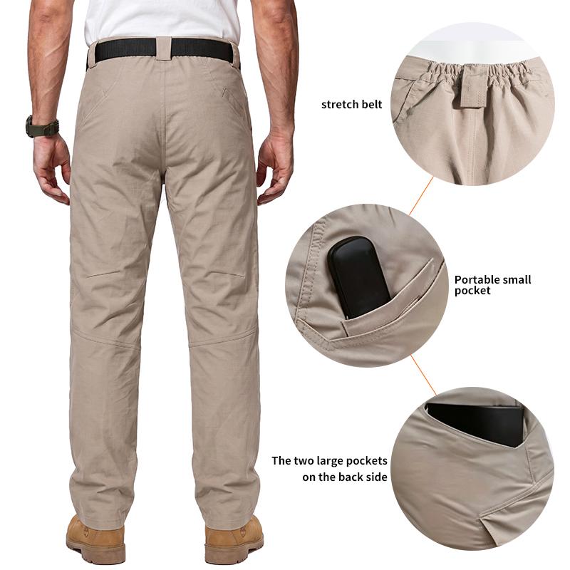 Men's 2-Piece Tactical Cargo Trousers, Menswear, Mid-Rise Zip Tailored Fit, Multi-Pocket, Durable Breathable Polyester, All-Season, Stylish Casual, Ideal for Construction Work.