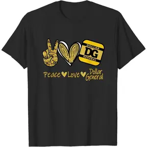 LWG-Cotton Short Sleeve Peace Love Dollar General DG Motivation Inspiration T-Shirt Birthday Gift Small For Men Women.