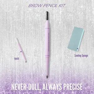 Feather Edge Brow Pencil 3 in 1 Kit (Pencil + Refill + Sanding Sponge)Feather Edge 0.15mm Hair-like Pencil Stays Sharp Waterproof Smudgeproof Light Brown Dark Brown