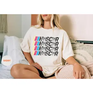 [Sale up to 50%] [Free Ship] Vintage NASCAR T-Shirt, Retro Grunge Racing Coquette Tee, Race Mom Shirt, If You Ain't First You're Last, Checkered Bows