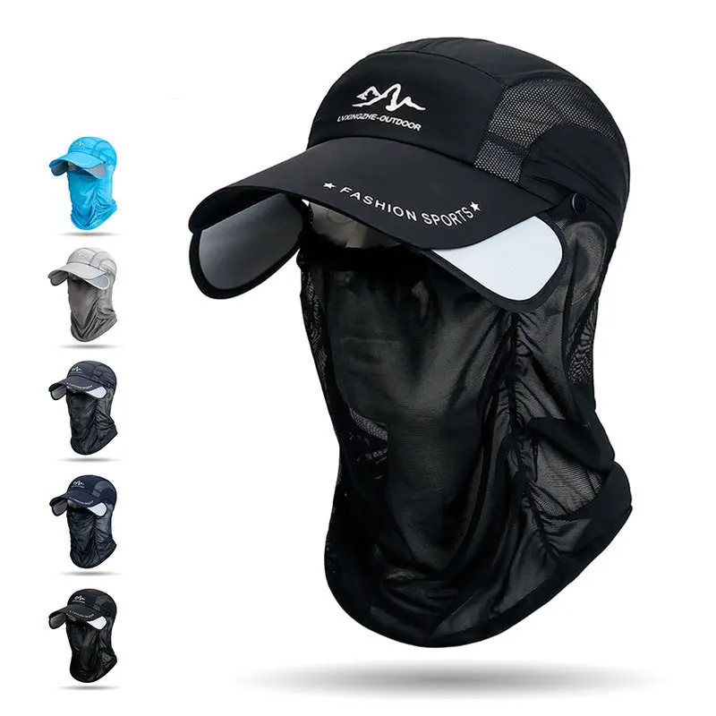 Unisex Universal Adults' 360° Full Coverage Sports & Outdoor Sun Hat - Detachable Face Mask, Extendable Brim, Breathable Mesh, UV Protection - Ideal for Fishing, Hiking summervibes tiktokshopbacktoschool