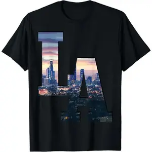 Unisex Los Angeles LA Skyline Vintage California LA T-Shirt Graphic Short Sleeve T-Shirt