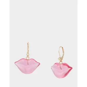 Betsey Johnson LIPS LEVER BACK EARRINGS PINK