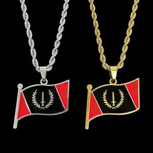 Stainless steel black flag geometric pendant necklace, unisex, versatile sweater chain accessory, holiday/anniversary gift.