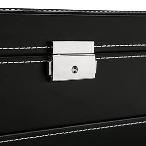 [fathersdaygift] #MemorialDaySale 12 Slot PU Leather Lockable Watch Storage Boxes, Men & Women Jewelry Display Drawer Case, 2-tier Organizer Watch Showcase with Glass Lid Jewellery