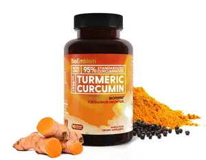 【BioEmblem】Nutrition Turmeric Curcumin Supplement with BioPerine | Joint Support & Heart Health | Organic Turmeric Powder & 95% Curcuminoids Extract