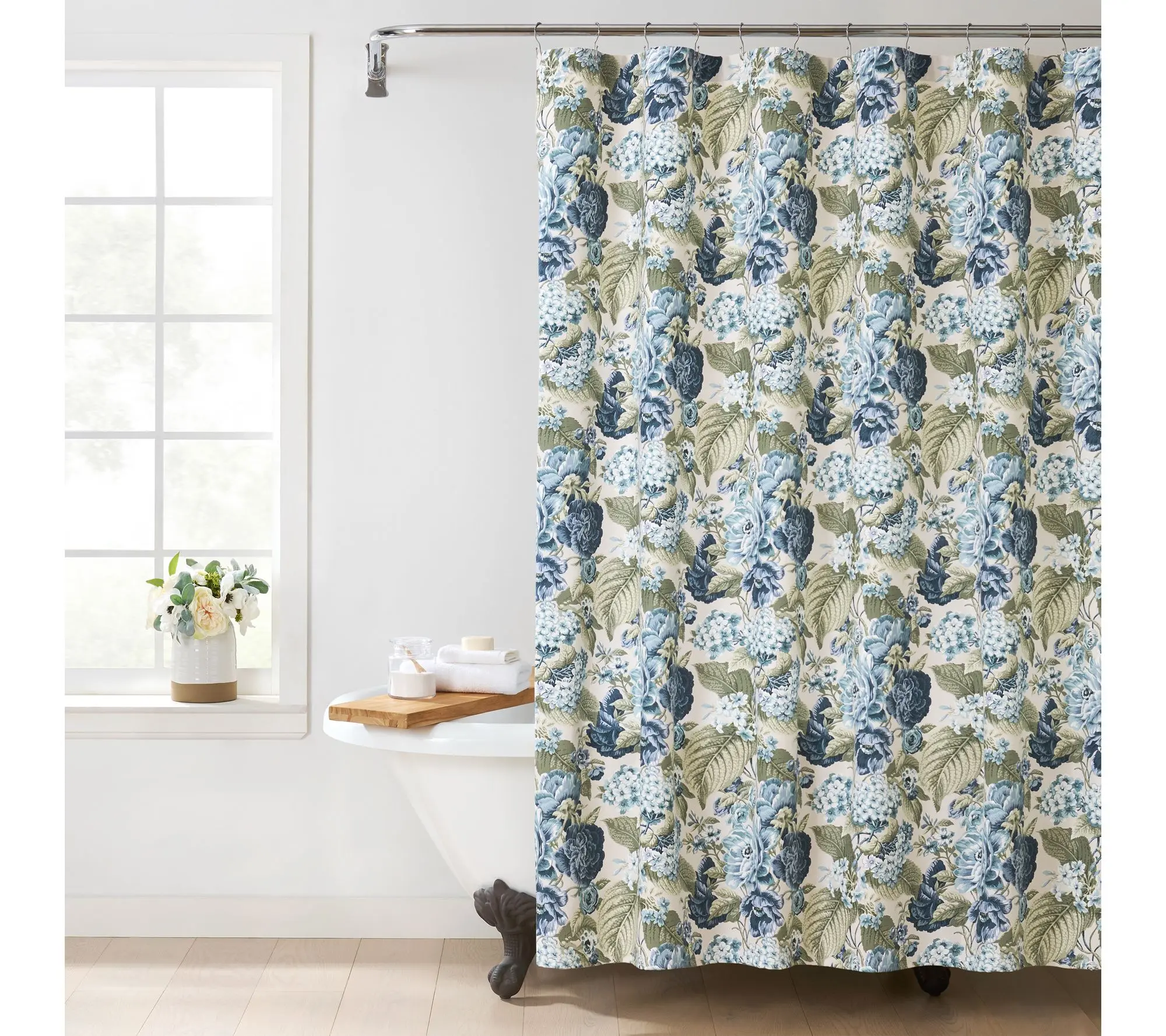 Waverly Cotton Floral Shower Curtain with Liner