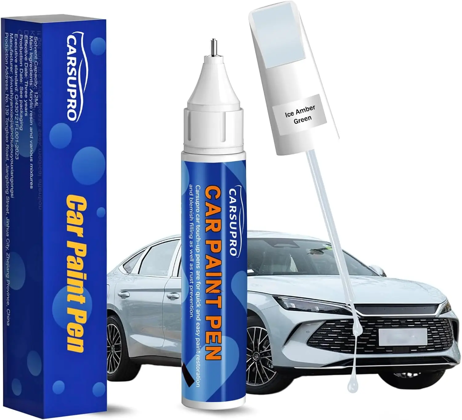 Ice Amber Green Car Touch Up Paint Pen-Bottle, Automotive Deep Scratch Repair Tool, Easy-to-Use Car Body Scratch Remover