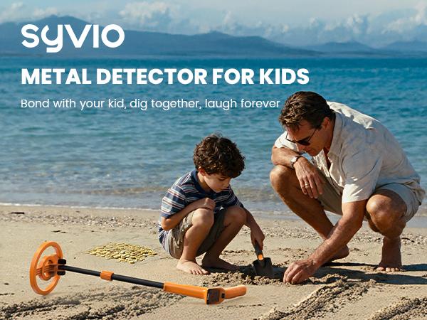 【Best Gift】2 off-Syvio Children's Metal Detector, Adjustable 27.5”-37.8” Metal Detector for Kids with Intuitive LCD Display, Lightweight Kids Metal Detectors with 6” Search Coil for Exploration Hiking, Gift for Boys & Girls Learning Machine