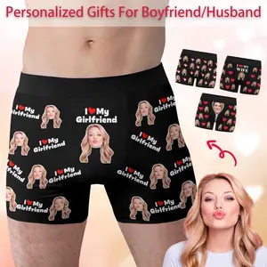 Personalized Mens Underwear with Custom Face, Funny Gift for Boyfriend, Birthday Anniversary Gift for Him, Unique Custom Photo Boxer Briefs