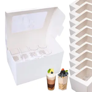 Dessert Shooter Box for 12; 3oz square and round shooter cups white paper box