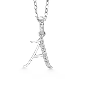 Initial Pendant Necklace Letter A to Z Alphabet | 925 Sterling Silver | White Moissanite | Gift Women Mother's Day Christmas Wife Mom Girlfriend Anniversary Birthday | By Keren Hanan